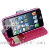 Unique Fiber Lining PU Leather Cell Phone Case Book Stand For iPhone 5 / 5S