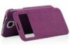 Shock Resistant Purple Samsung Leather Phone Cases Wallet With Hard Shell