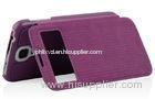 Shock Resistant Purple Samsung Leather Phone Cases Wallet With Hard Shell