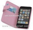 Microfiber Classical Red PU Leather Iphone Case With Card Slot For Girls