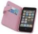 Microfiber Classical Red PU Leather Iphone Case With Card Slot For Girls