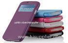 Slim Purple Samsung Leather Phone Cases For Galaxy S4 With Stand / Window