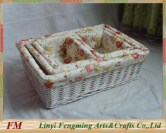 Rectangular wash white wicker gift Basket for childen