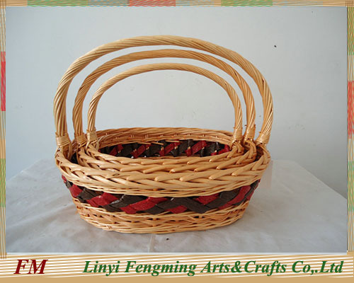 Rectangular wash white wicker Food Basket