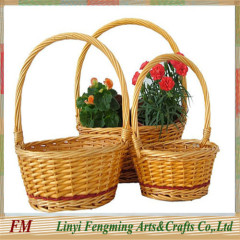 Round large popular wicker willow flower basket with handles