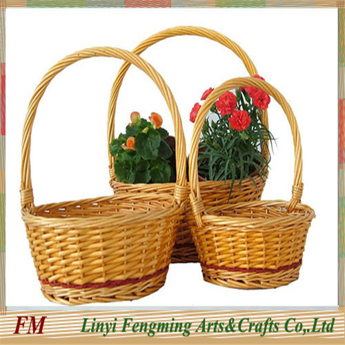 Fashionable Round large popular wicker willow flower basket with handles