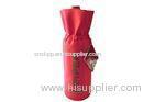 Red Durable Fabric Wine Bottle Pouch With Drawstring Ribbon