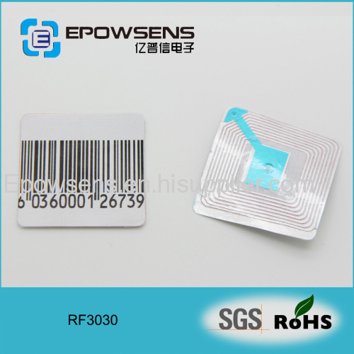 30*30MM 8.2mhz soft anti-theft eas alarm soft tag with barcode RF3030