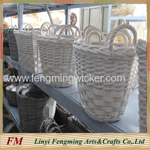 Folk Art Handmade 3pcs brown wicker flower basket