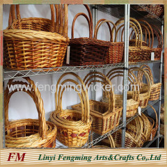 Europe style 3pcs white willow baskets for wedding