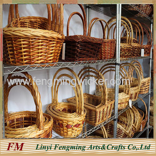 3pcs rectangle wicker basket for wedding decoration with handle