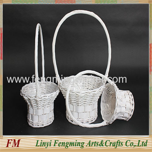 Europe style 3pcs white willow baskets for wedding 