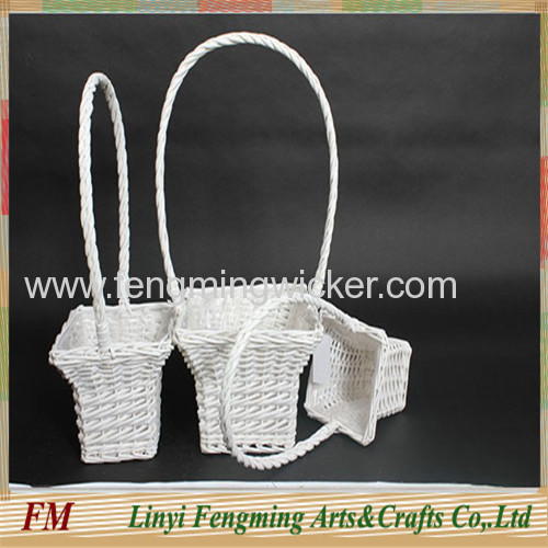 Colored handicraft small wicker gift baskets with handles