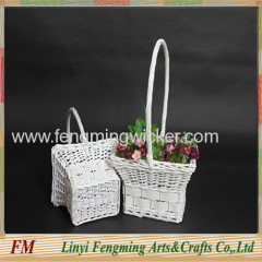 3pcs brown wicker flower basket