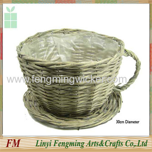 Round willow with zinc wicker basket flower indoor outdoor flower zinc basket wedding deco