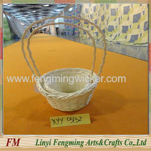 2pcs natural wicker flower basket wedding flower basket with long handle