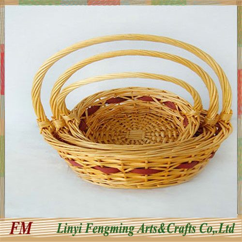 Europe style 3pcs white willow baskets for wedding 