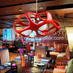 Modern Hot Sale Red Indoor Decoration Resin pendant lights Branch Lightings Three LED Bulb