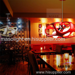 Modern Hot Sale Red Indoor Decoration Resin pendant lights Branch Lightings Three LED Bulb