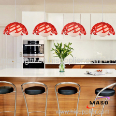 LED Power Replacable Round Shape Hypotenuse Cover Resin Pendant Lamp Red Color