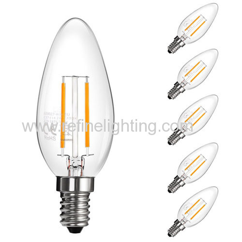LED filement bulb 2W 200lm E14 LED candle lamp 360°