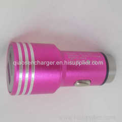 total aluminum alloy case real full 2.1A car charger 2 USB car charger