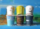 Personalized 12 Oz Hot Drink Paper Cups Disposable Ice Cream Bowls Blue / Brown