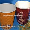 Red / Orange PE Coated Ripple Paper Cups Disposable Latte / Mocha Coffee Cups