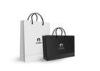 Retail Store Shopping Printed Paper Bag With Handles , White Or Black Color