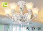 Traditional Crystal Ceiling 6 Light Chandelier , White E27 / E26 LED Pendant Chandelier