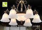 White 220v / 230v Chandelier Ceiling Light Fixtures With Copper + Glass