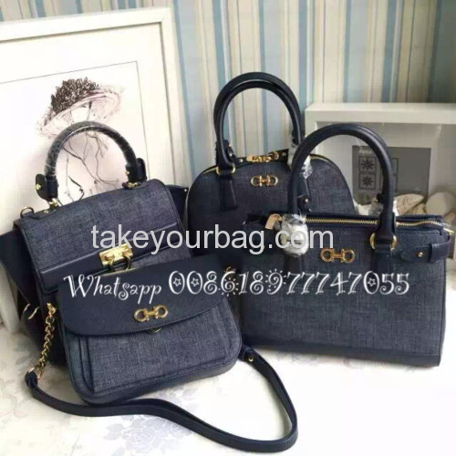 WHOLESALE HIGH QUALITY GENUINE LEATHER DENIM TOTE WALLET ON CHAIN BAG