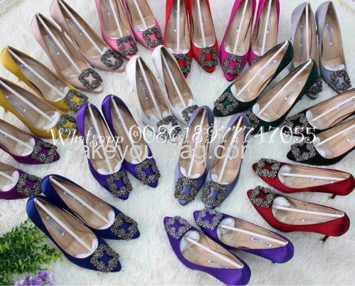 WHOLESALE HIGH QUALITY MB HANGISI CRYSTAL BUCKLE SATIN PUMP