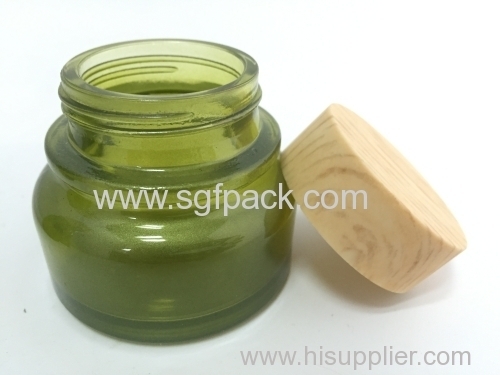 Glass bottle jar with ASH Wooden cap Pump Screw cover