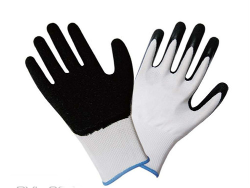 Export processing yarn hang glue Labour protection glove Wear non-slip breathable wrinkle plain flat rubber