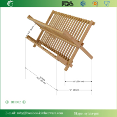 Bamboo Scissor Style Folding Dish Rack Plate Flatware Holder Set