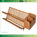 Bamboo Scissor Style Folding Dish Rack Plate Flatware Holder Set