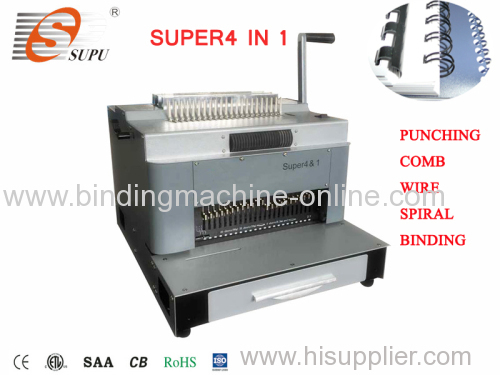 New Design Multifunction Punching and Comb Wire Spiral Coil Binding Machine SUPER4&1