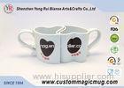 Cute Heart Shape Porcelain Couples Coffee Mugs , Porcelain Personalized Coffee Travel Mugs