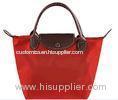 Fashion Foldable Ladies Tote Bags Red Polyester Handbags Promotional