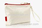 White Cotton Large Travel Cosmetic Bags Hanging Cosmetic Cases Custom