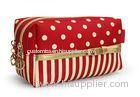 Red Cotton Womens Travel Cosmetic Bags Cosmetic Handbags Fashionable