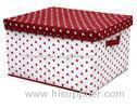 OEM Durable PP Non Woven Storage Box with Cover , White Red Dots Printed