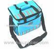 600D Polyester Strips Insulated Picnic Bag with Tote Handle , Blue / Green