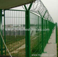 Rigid 358 Welded Mesh Fence With Razor Barbed Wire on top