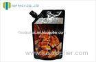 Laminated Spouted Pouches Packaging For Sauce Packaging , Black 300g Plastic