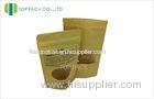 Plastic Lined stand up resealable pouches , Kraft Paper gusseted foil bags