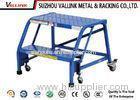 Heavy Duty Mobile Platform Ladder For Warehouse / Steel Two Step Stool