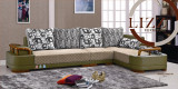 African Livng Room Leather and Fabric Sofa
