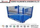 Blue Powder Coating Cold Rolled Steel Wire Mesh Container / Metal Storage Cage
